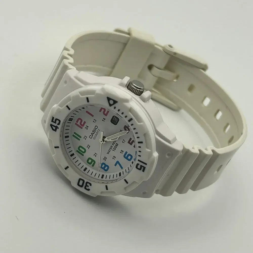 Casio LRW-200H White Colorful Numerical Dial 100M WR Working New Battery